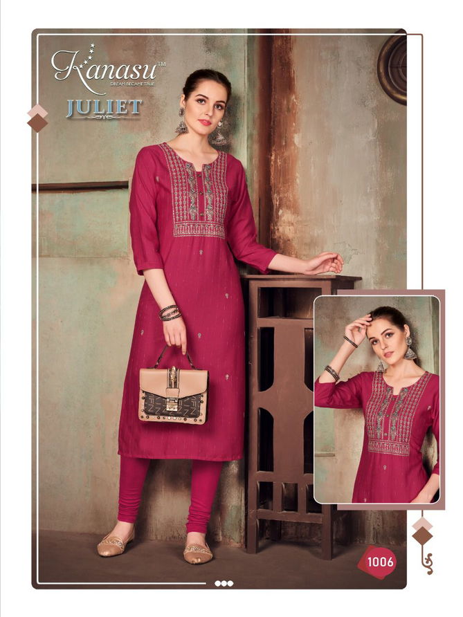 Kanasu Juliet Fancy Rayon Fancy Wear Designer Kurti Collection